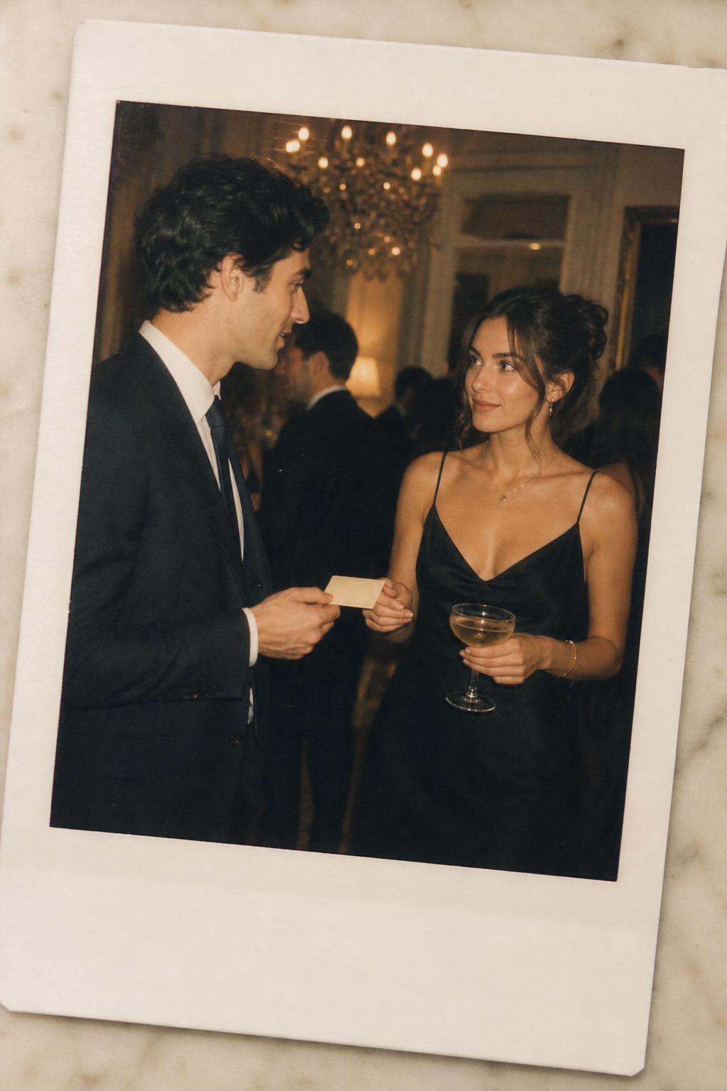 A card handed off at a Boston party